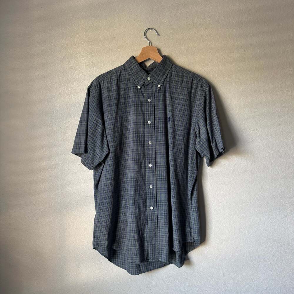 Ralph Lauren Classic Fit Plaid Button Down Shirt Men’s Large Blue Green